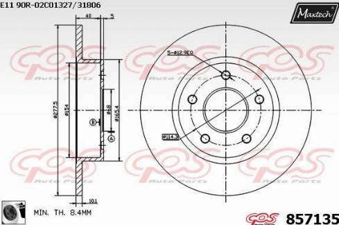 Maxtech 857135.0060 - Тормозной диск autospares.lv