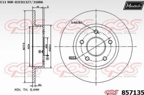 Maxtech 857135.0000 - Тормозной диск autospares.lv