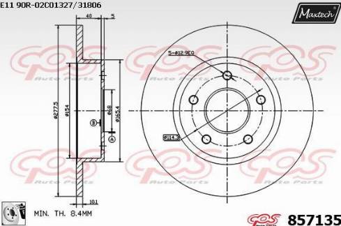 Maxtech 857135.0080 - Тормозной диск autospares.lv