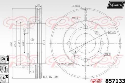 Maxtech 857133.6980 - Тормозной диск autospares.lv