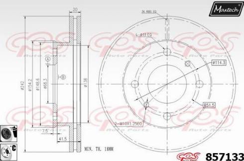 Maxtech 857133.6060 - Тормозной диск autospares.lv