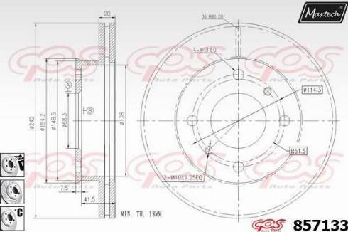 Maxtech 857133.6880 - Тормозной диск autospares.lv