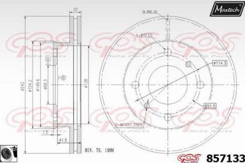 Maxtech 857133.0060 - Тормозной диск autospares.lv