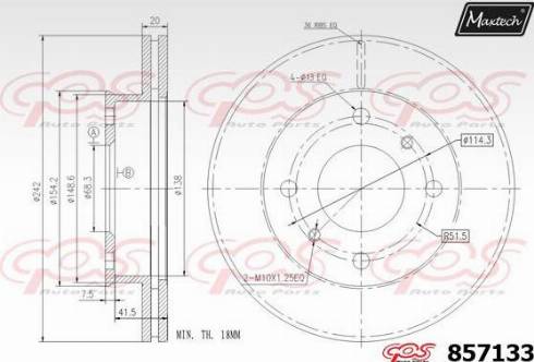 Maxtech 857133.0000 - Тормозной диск autospares.lv