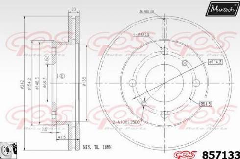 Maxtech 857133.0080 - Тормозной диск autospares.lv