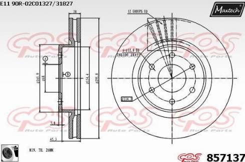 Maxtech 857137.0060 - Тормозной диск autospares.lv