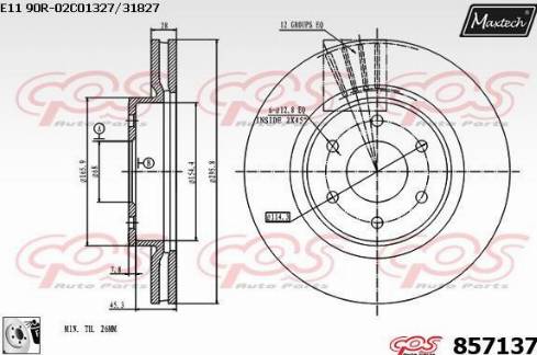 Maxtech 857137.0080 - Тормозной диск autospares.lv