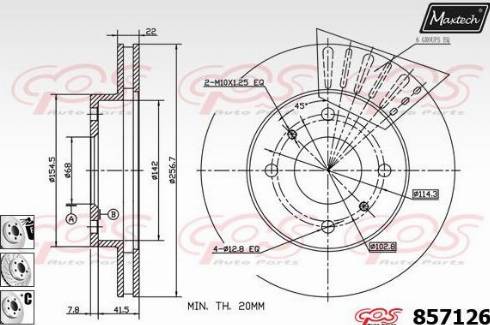 Maxtech 857126.6980 - Тормозной диск autospares.lv