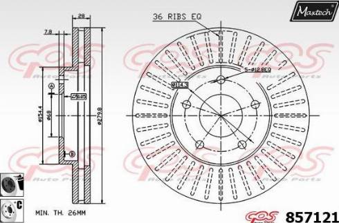 Maxtech 857121.6060 - Тормозной диск autospares.lv