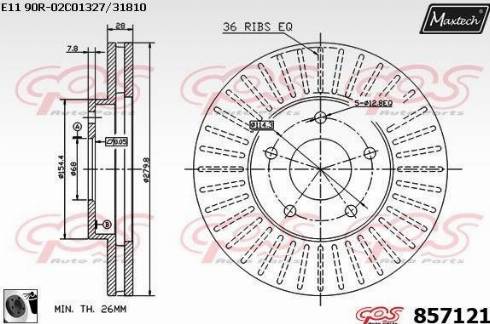 Maxtech 857121.0060 - Тормозной диск autospares.lv