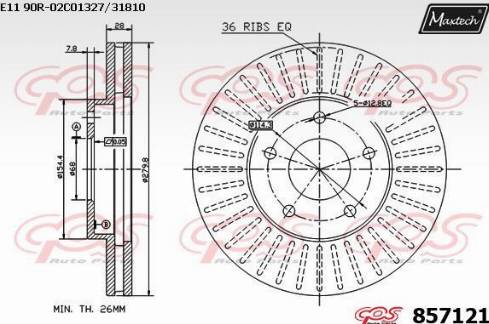 Maxtech 857121.0000 - Тормозной диск autospares.lv