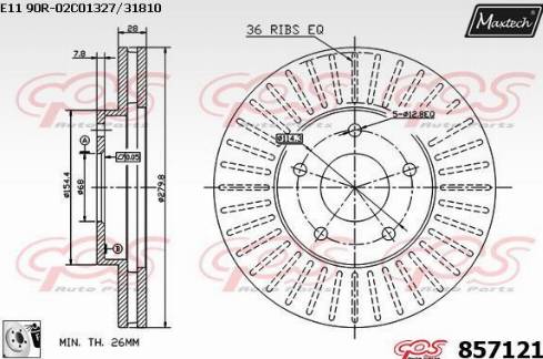 Maxtech 857121.0080 - Тормозной диск autospares.lv