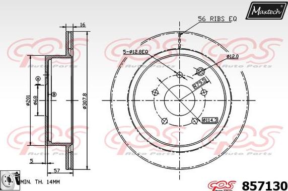 Maxtech 857121 - Тормозной диск autospares.lv