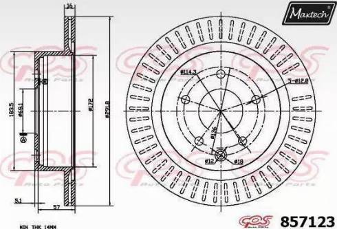 Maxtech 857123.0000 - Тормозной диск autospares.lv