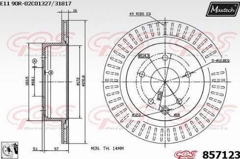 Maxtech 857123.0080 - Тормозной диск autospares.lv