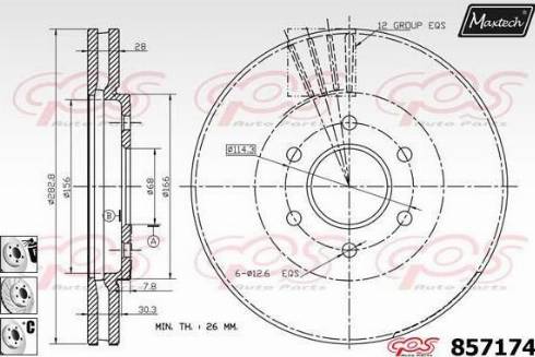 Maxtech 857174.6880 - Тормозной диск autospares.lv