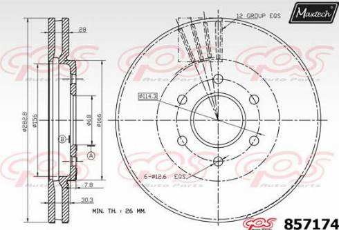 Maxtech 857174.0000 - Тормозной диск autospares.lv