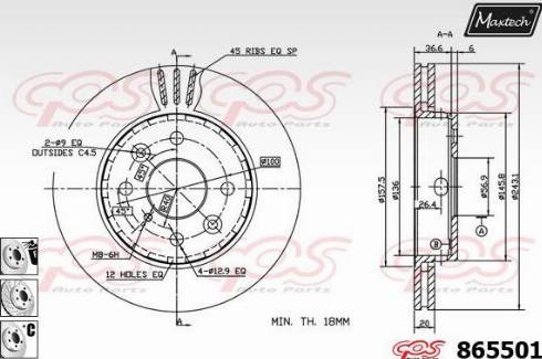 Maxtech 865501.6980 - Тормозной диск autospares.lv