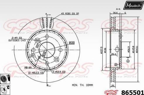 Maxtech 865501.6060 - Тормозной диск autospares.lv