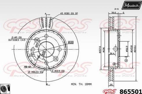 Maxtech 865501.0060 - Тормозной диск autospares.lv