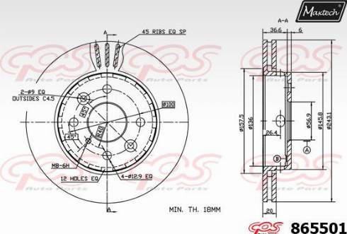 Maxtech 865501.0000 - Тормозной диск autospares.lv