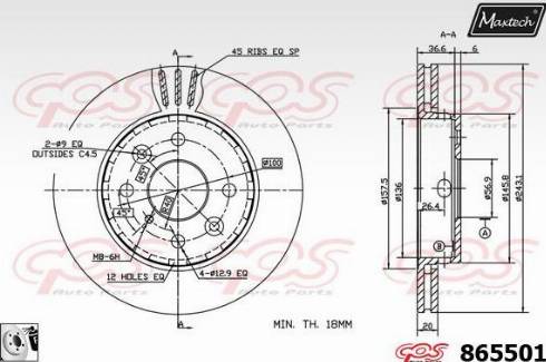 Maxtech 865501.0080 - Тормозной диск autospares.lv