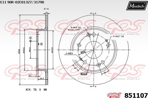 Maxtech 865501 - Тормозной диск autospares.lv