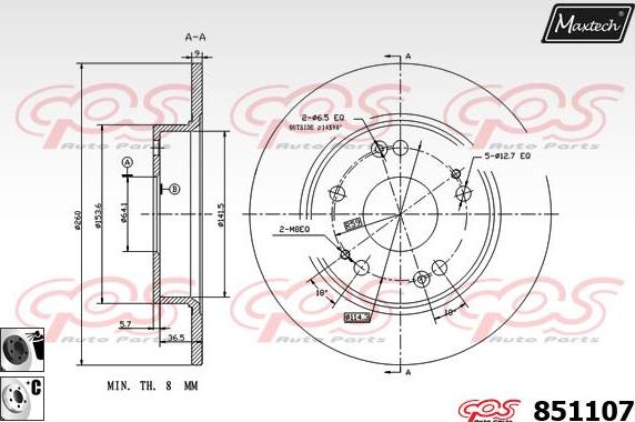 Maxtech 865502 - Тормозной диск autospares.lv