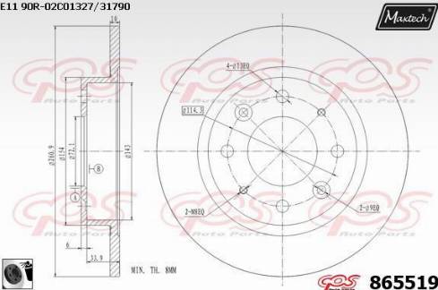 Maxtech 865519.0060 - Тормозной диск autospares.lv