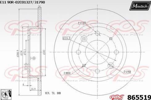 Maxtech 865519.0080 - Тормозной диск autospares.lv