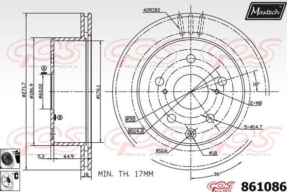 Maxtech 865519 - Тормозной диск autospares.lv