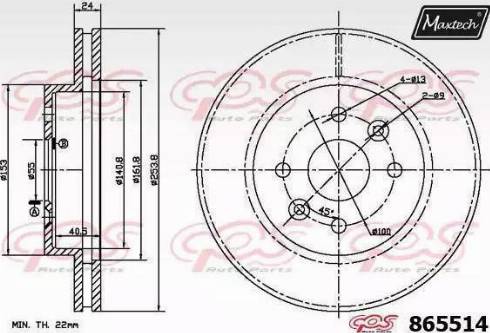 Maxtech 865514.6060 - Тормозной диск autospares.lv