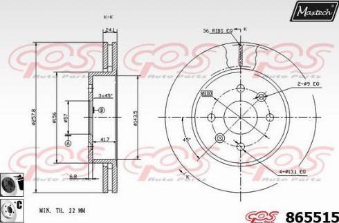 Maxtech 865515.6060 - Тормозной диск autospares.lv