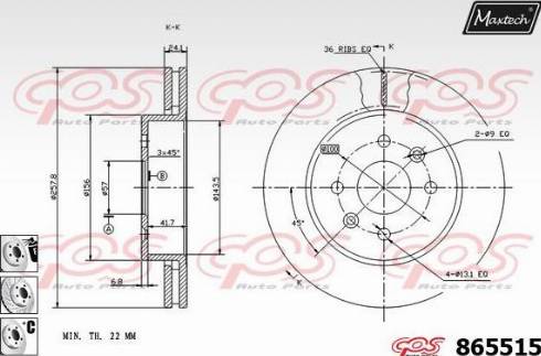 Maxtech 865515.6880 - Тормозной диск autospares.lv