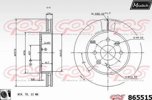 Maxtech 865515.0060 - Тормозной диск autospares.lv