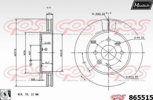 Maxtech 865515.0080 - Тормозной диск autospares.lv