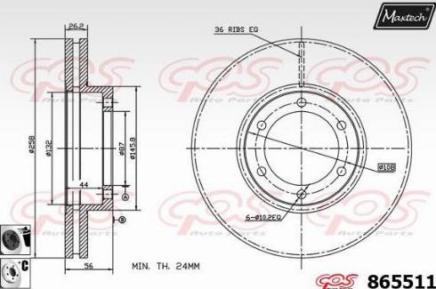 Maxtech 865511.6060 - Тормозной диск autospares.lv