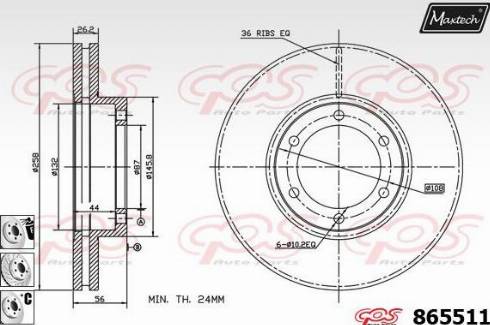 Maxtech 865511.6880 - Тормозной диск autospares.lv