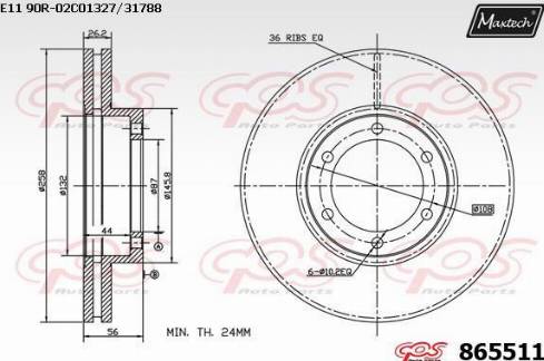 Maxtech 865511.0000 - Тормозной диск autospares.lv