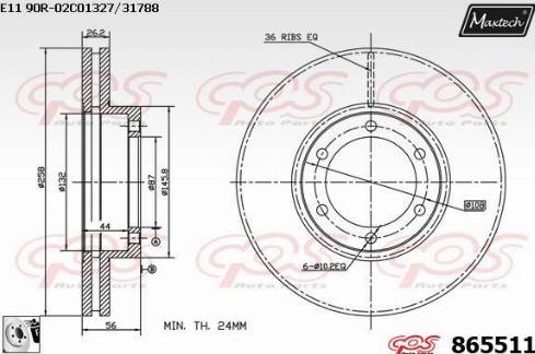 Maxtech 865511.0080 - Тормозной диск autospares.lv