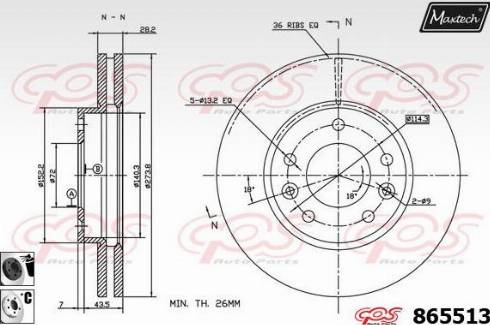 Maxtech 865513.6060 - Тормозной диск autospares.lv