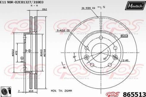 Maxtech 865513.0060 - Тормозной диск autospares.lv