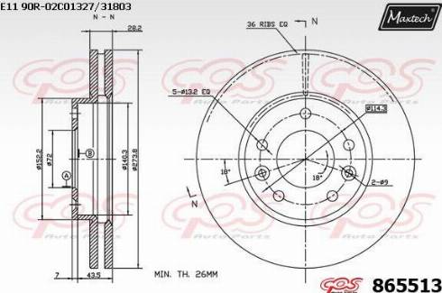 Maxtech 865513.0000 - Тормозной диск autospares.lv