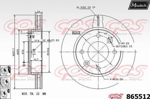 Maxtech 865512.6980 - Тормозной диск autospares.lv