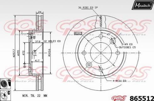 Maxtech 865512.6060 - Тормозной диск autospares.lv