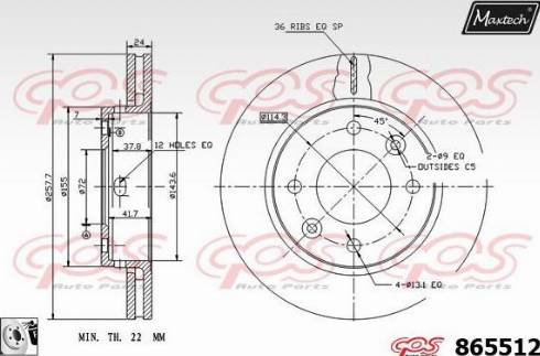 Maxtech 865512.0080 - Тормозной диск autospares.lv