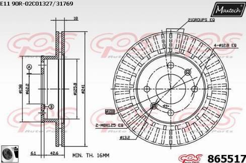 Maxtech 865517.0060 - Тормозной диск autospares.lv