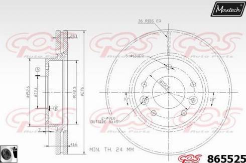 Maxtech 865525.0060 - Тормозной диск autospares.lv