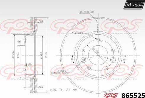 Maxtech 865525.0000 - Тормозной диск autospares.lv