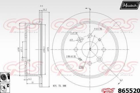 Maxtech 865520.6060 - Тормозной диск autospares.lv